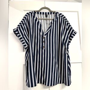 Striped Navy and White Women's Top
